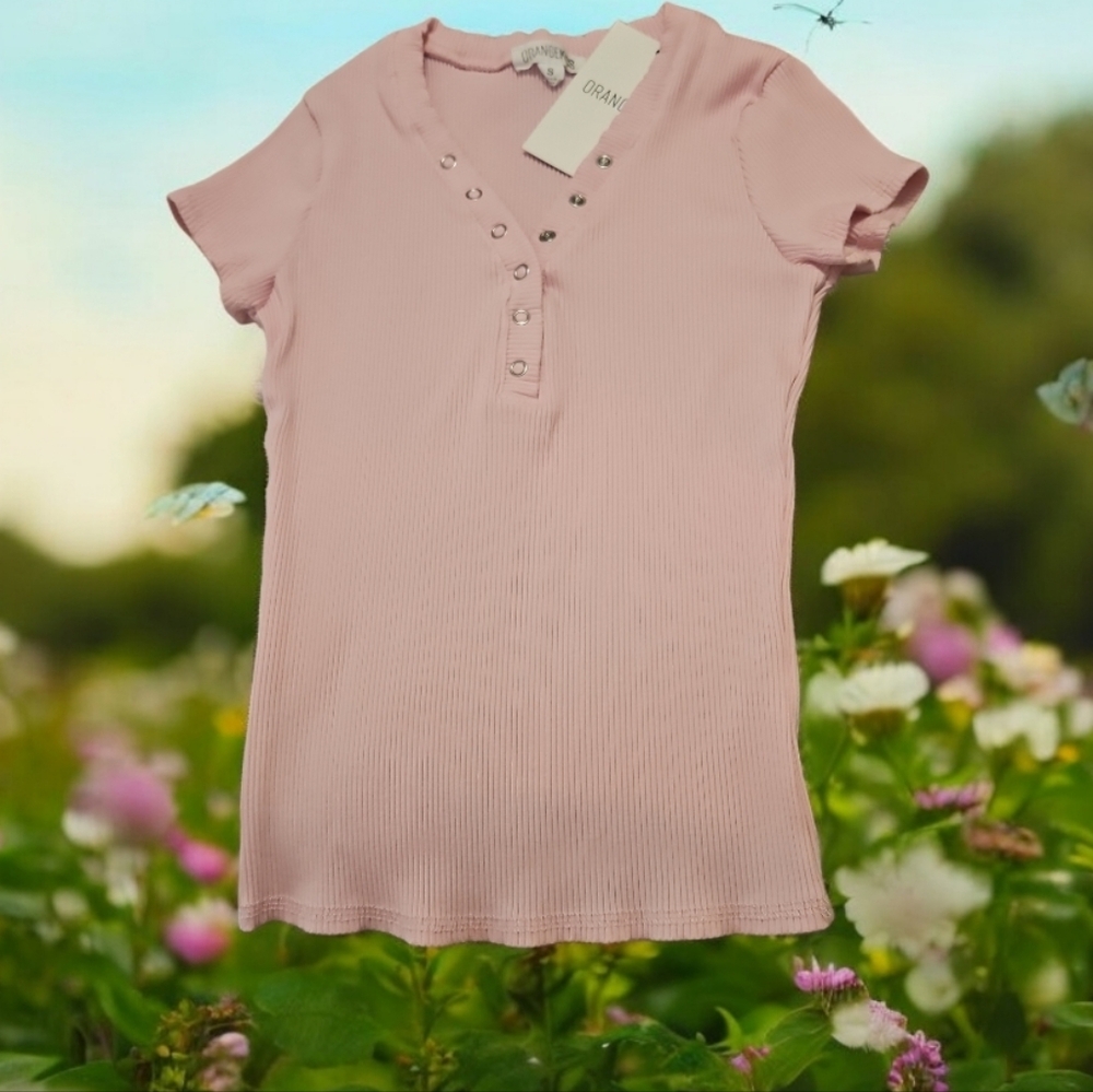 Pink Top By ORANGE KISS Size S Girls Stretcy NWT